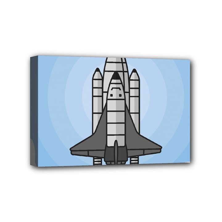 Rocket Shuttle Spaceship Science Mini Canvas 6  x 4  (Stretched)