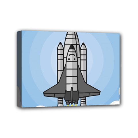 Rocket Shuttle Spaceship Science Mini Canvas 7  X 5  (stretched)