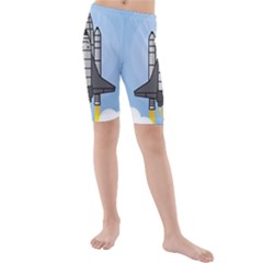 Rocket Shuttle Spaceship Science Kids  Mid Length Swim Shorts