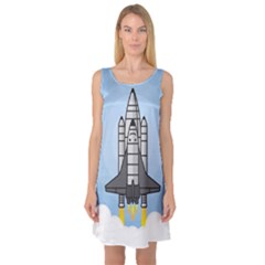 Rocket Shuttle Spaceship Science Sleeveless Satin Nightdress