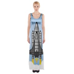 Rocket Shuttle Spaceship Science Thigh Split Maxi Dress