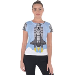 Rocket Shuttle Spaceship Science Short Sleeve Sports Top 