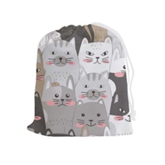 Cute Cats Seamless Pattern Drawstring Pouch (xl)