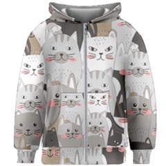 Cute Cats Seamless Pattern Kids  Zipper Hoodie Without Drawstring by Sarkoni