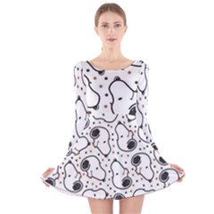 Dog Pattern Long Sleeve Velvet Skater Dress