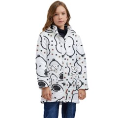 Dog Pattern Kids  Hooded Longline Puffer Jacket by Sarkoni