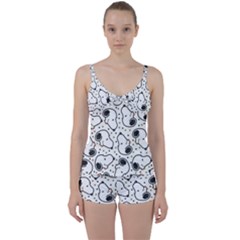 Dog Pattern Tie Front Two Piece Tankini