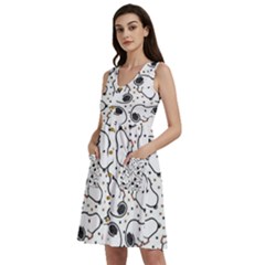 Dog Pattern Sleeveless Dress With Pocket by Sarkoni