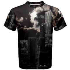 City Night Moon Skyline Skyscraper Men s Cotton T-shirt by Grandong