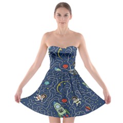 Cat Cosmos Cosmonaut Rocket Strapless Bra Top Dress by Grandong
