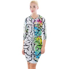 Brain Mind Psychology Idea Drawing Quarter Sleeve Hood Bodycon Dress