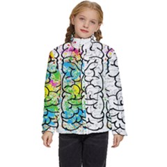 Brain Mind Psychology Idea Drawing Kids  Puffer Bubble Jacket Coat