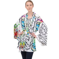 Brain Mind Psychology Idea Drawing Long Sleeve Velvet Kimono 