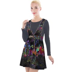 Grunge Paint Splatter Splash Ink Plunge Pinafore Velour Dress by Grandong