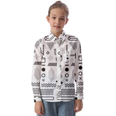 Pattern Hipster Abstract Form Geometric Line Variety Shapes Polkadots Fashion Style Seamless Kids  Long Sleeve Shirt by Grandong