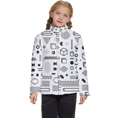 Pattern Hipster Abstract Form Geometric Line Variety Shapes Polkadots Fashion Style Seamless Kids  Puffer Bubble Jacket Coat