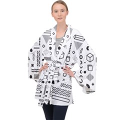 Pattern Hipster Abstract Form Geometric Line Variety Shapes Polkadots Fashion Style Seamless Long Sleeve Velvet Kimono 