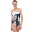 Cute Cat Hand Drawn Cartoon Style Classic One Shoulder Swimsuit View1