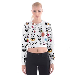 Playing Pandas Cartoons Cropped Sweatshirt by Apen