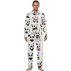 Playing Pandas Cartoons Men s Long Sleeve Velvet Pocket Pajamas Set