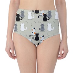 Cute Cat Seamless Pattern Classic High-waist Bikini Bottoms