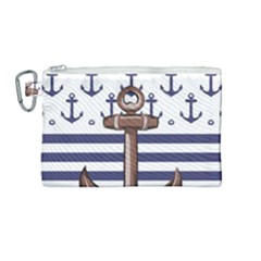 Anchor Background Design Canvas Cosmetic Bag (medium) by Apen