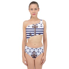 Anchor Background Design Spliced Up Two Piece Swimsuit