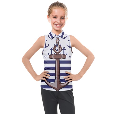 Anchor Background Design Kids  Sleeveless Polo T-shirt by Apen