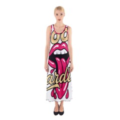 Music Hip Hop Text Black White 3d Sleeveless Maxi Dress