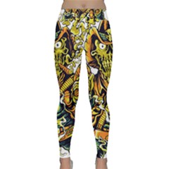 Cowboy Skeleton With Gun Illustration Classic Yoga Leggings