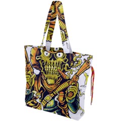 Cowboy Skeleton With Gun Illustration Drawstring Tote Bag