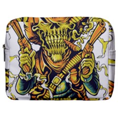 Cowboy Skeleton With Gun Illustration Make Up Pouch (large) by Sarkoni