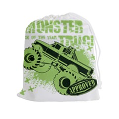 Monster Truck Illustration Green Car Drawstring Pouch (2xl)