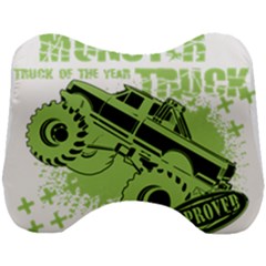 Monster Truck Illustration Green Car Head Support Cushion by Sarkoni