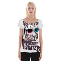 Krazy Katz 3d Tiger Roar Animal Cap Sleeve Top