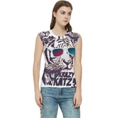 Krazy Katz 3d Tiger Roar Animal Women s Raglan Cap Sleeve T-shirt