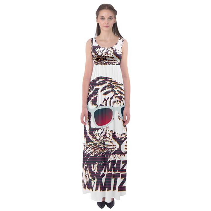 Krazy Katz 3d Tiger Roar Animal Empire Waist Maxi Dress