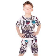 Krazy Katz 3d Tiger Roar Animal Kids  T-shirt And Shorts Set by Sarkoni