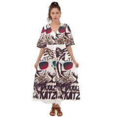 Krazy Katz 3d Tiger Roar Animal Kimono Sleeve Boho Dress