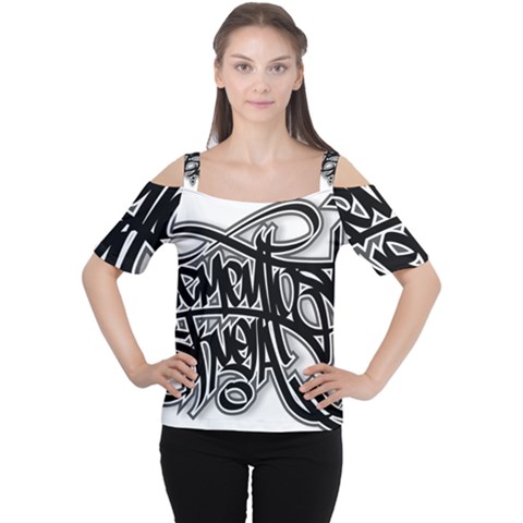 Hip Hop Music Drawing Art Graffiti Cutout Shoulder T-shirt by Sarkoni