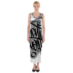 Hip Hop Music Drawing Art Graffiti Fitted Maxi Dress