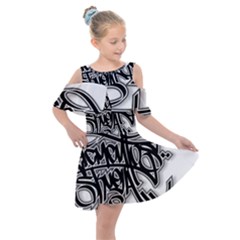 Hip Hop Music Drawing Art Graffiti Kids  Shoulder Cutout Chiffon Dress by Sarkoni