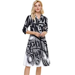 Hip Hop Music Drawing Art Graffiti Classy Knee Length Dress by Sarkoni