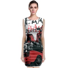 Cars City Fear This Poster Sleeveless Velvet Midi Dress