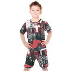 Cars City Fear This Poster Kids  T-shirt And Shorts Set