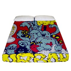 Fresh Urban Cartoon Monster Illustration Cartoon Character Text Fitted Sheet (queen Size)