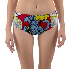 Fresh Urban Cartoon Monster Illustration Cartoon Character Text Reversible Mid-waist Bikini Bottoms