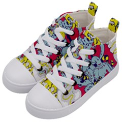 Fresh Urban Cartoon Monster Illustration Cartoon Character Text Kids  Mid-top Canvas Sneakers by Sarkoni