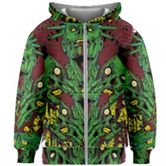 Zombie Star Monster Green Monster Kids  Zipper Hoodie Without Drawstring