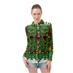 Zombie Star Monster Green Monster Long Sleeve Chiffon Shirt